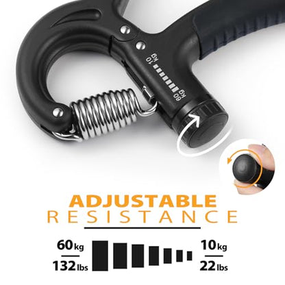 NIYIKOW 2 Pack Grip Strength Trainer, Hand Grip Strengthener, Adjustable Resistance 22-132Lbs (10-60kg), Forearm Strengthener, Perfect for Musicians Athletes - color: Carbon Black