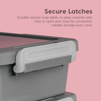 IRIS USA 6 Qt. Plastic Craft Storage Container Bins with Lids, 2 Pack, Small Art & Office Supply Organizer Tote, Sensory Bins & Boxes for Home & University, Stackable, Secure Latch Buckles, Gray