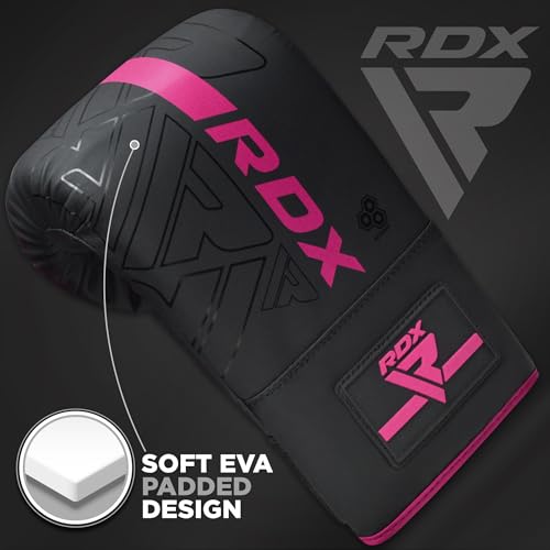 RDX Bag Gloves Boxing Punching Mitts, Maya Hide Leather, Padding, Ventilated Palm, MMA Heavy Punch Training, Muay Thai Kickboxing Focus Pads Double End Speed Ball Workout, Adult Men Women - color: Pink