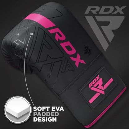 RDX Bag Gloves Boxing Punching Mitts, Maya Hide Leather, Padding, Ventilated Palm, MMA Heavy Punch Training, Muay Thai Kickboxing Focus Pads Double End Speed Ball Workout, Adult Men Women - color: Pink