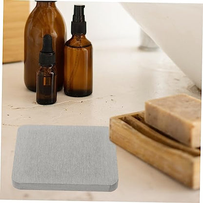Mikinona 4pcs Diatomite Absorbent Pads for Quick Drying Multi-purpose Cup Soap Holders Bathroom Countertop Mats Grey for Home Hotel and Restaurant Use