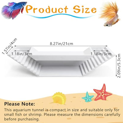 Aquarium Underground Tunnel Small Fish Cave Hideout with 2 Entrances Under Gravel Viewing Shrimp Tunnel Plastic Fish Tank Decoration (White) - color: White