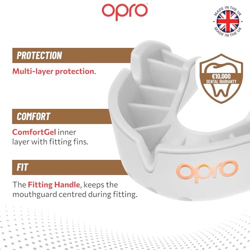 OPRO Bronze Level Moldable Mouth Guard, Essential Fit (White) - color: White, size: Adult