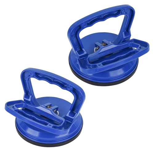 Glass Suction Cup Heavy Duty Aluminum Vacuum Plate Puller Handle Holder Hooks Duty Galss Lifting/Tile Suction Cup Lifter/Moving Glass/Pad for Lifting (Blue, 2Pack)