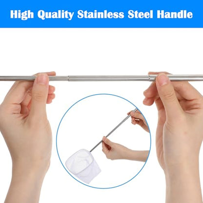 2 Pcs Fish Tank Net, Small Fish Net Aquarium, Fish Net for Fish Tank, Fine Mesh Small Aquarium Net with Extendable Long Handle for Shrimp & Bettas Aquarium Accessories (Square and Round)