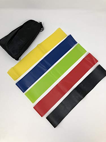 Waloo Resistance Loop Bands Fitness Exercise Bands Workout Bands for Legs and Butt, Physical Therapy, Rehab, Stretching, Strength Training, Yoga, Pilates, Set of 5