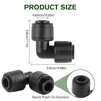 Kalolary 30Pack Quick Connect 1/4" Drip Irrigation Elbow Connector, Universal Barbed Elbow Fittings for 1/4" Irrigation Tubing Leak Free Fittings for Sprinkler or Drip Irrigation System