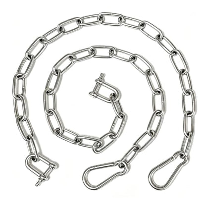 2Pcs 5MMx19.6 in Stainless Steel Chain,Heavy Duty Adjustable Coil Chain Set - color: 19.6 IN, size: 5MM