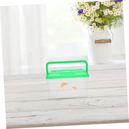 BESTonZON 4pcs Portable Mini Aquarium Carrier for Small Pets Handheld Fish Tank with Convenient Handle Plastic Design for Travel of Fish Turtles and Hamsters