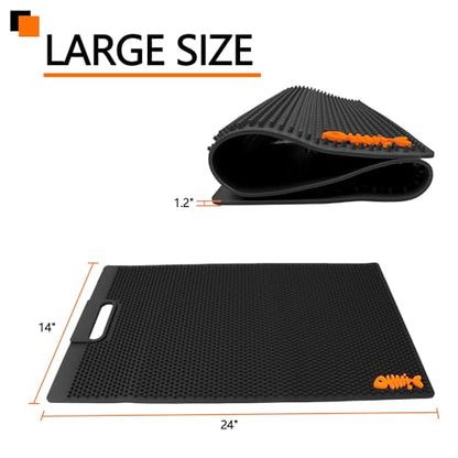 NonSlip Fish Fillet Mat for Filleting, Cutting, Cleaning - Heavy Duty Rollable Cutting Board - No Need Fish Grippers - Large Size (14 * 24", Black) - color: Black, size: 24"L x 14"W