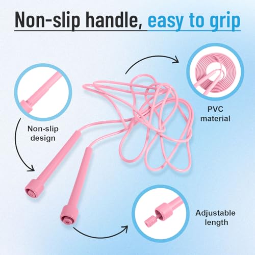 10 Pack Jump Ropes for Kids, Adjustable Jumping Ropes, 5 Colors