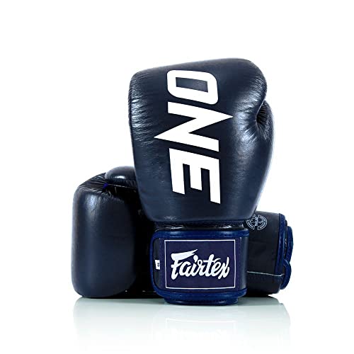 Fairtex BGV1 ONE Boxing Gloves, Leather Muay Thai MMA Kickboxing Training - color: Blue, size: 14 oz