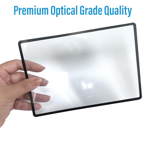 MagniPros Premium 3X (300%) Page Magnifying Fresnel Lens Magnifier 4.5" x 7" with 3 Bookmark Fresnel Lens Magnifiers for Reading Small Prints, Low Vision Aids & Solar Projects