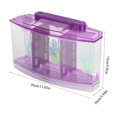 Yctze LED Acrylic Aquarium Breeding Box and Kit - Ideal for Betta Fish, Dual and Mini Aquarium Environment - color: Purple
