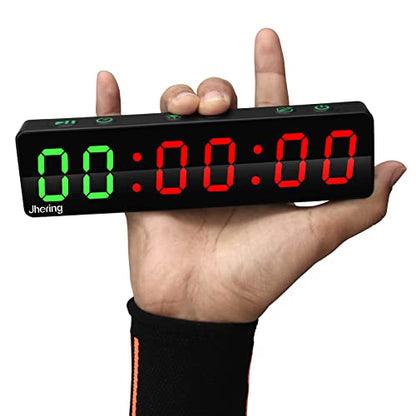 Gym Timer, Portable, Interval Timer with Rechargeable Battery and Built-in Magnet, LED Digital Anti Vertigo Display, Upgraded Workout Clock for Home Gym Garage Fitness - color: 1" Black 2