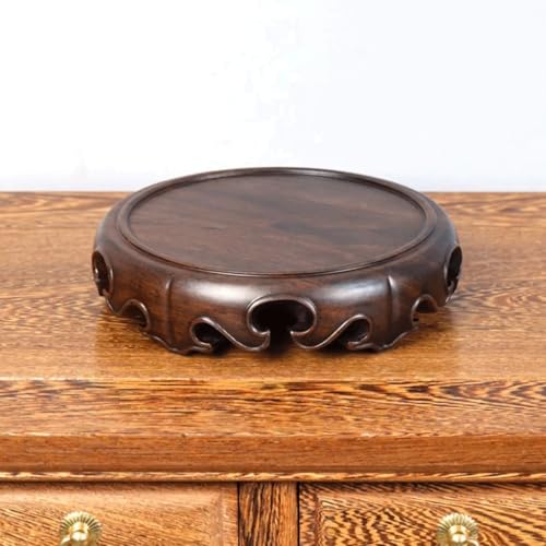 Bonsai Pedestal Vase Pedestal Stands Solid Wood Round Solid Base Vase Fish Tank Crafts Buddha Statue Ceramic Incense Burner Solid Wood Bottom Pad Planter Stand Plant Holder