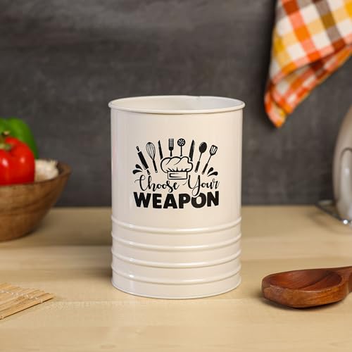 dudki Metal Cutlery Holder & Spoon Stand for Kitchen - Spoon, Knife, Fork, Chopstick, Cutlery Holder Kitchen Organizer Stand Dining Multifunctional Stand Choos Your Weapon (Beige) - color: Beige
