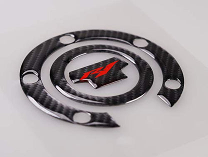 5D Real Carbon, Motorcycle Gas Tank Protector, Tank Pad Sticker, Tank Cap, Fuel Cap Decal, Top Clamp Triple Tree Pad with Keychain for R1, 4 Pcs Per Set
