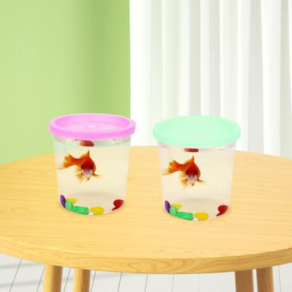 BESTonZON 12-Pack Transparent Jellyfish Betta Cups with Lid 3.03X2.87X2.48In Durable Flower Arrangement Cups for Home Party and Fish Farming