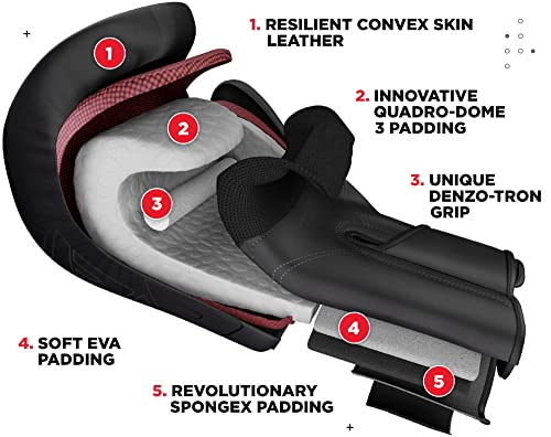 RDX Boxing Gloves, Pro Training Sparring, Maya Hide Leather, Muay Thai MMA Kickboxing, Men Women Adult, Heavy Punching Bag Focus Mitts Pads Workout, Ventilated Palm, Multi Layered, 8 10 12 14 16 18 Oz - color: BLACK, size: 12 OZ