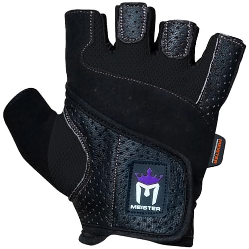 Meister Women's Fit Grip Weight Lifting Gloves w/Washable Amara Leather - color: Black, size: Medium
