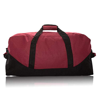 DALIX 25" Big Adventure Large Gym Sports Duffle Bag (Black Grey Navy Blue Red Camo) - color: Maroon