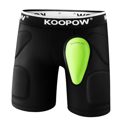 Youth Boys Padded Compression Sliding Shorts Pants With Soft Cup & Pocket - color: Black-0933b, size: Medium