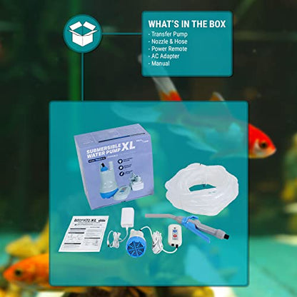 TERA PUMP Aquarium Gravel Cleaner - Electric Automatic Removable Vacuum Fish Tank Water Changer, Sand Washer, Algae Cleaner Filter & 30 ft Hose Up to 8 Liters per Min