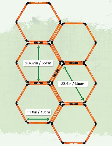 GHB Hex Agility Rings Speed Rings with Carrying Bag 6 Set - color: Orange