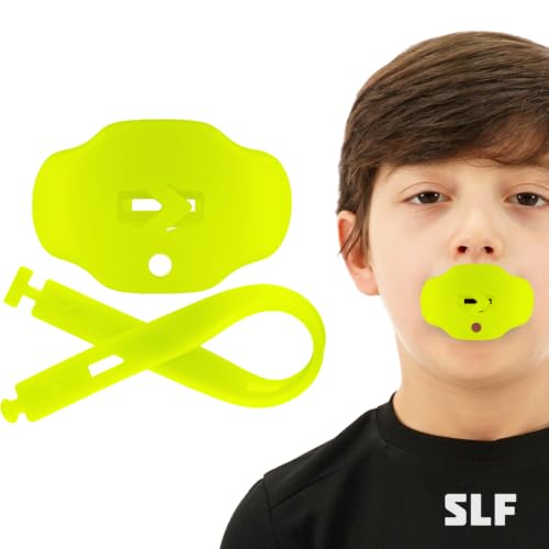 SLEEFS Kids Football Mouthguard with Strap for Teeth and Impact Protection - color: Safety Yellow, size: Kids