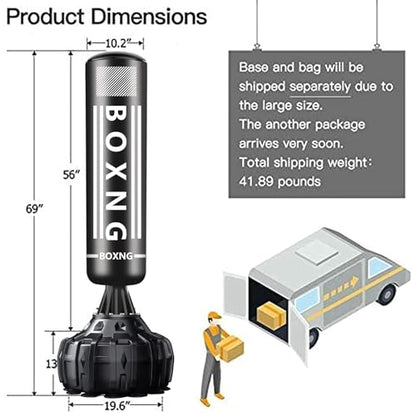 Freestanding Punching Bag with Boxing Gloves, Heavy Boxing Bag with Stand for Adult, Standing Kickboxing Bag - color: Black Boxing 70'' with Boxing Gloves and Wrist Guard