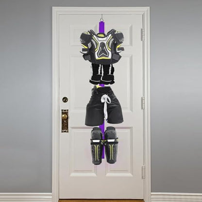Hockey Hanger Portable Hanging Dryig Rack Hockey Gifts for Home and Outdoor Using in Ice Hockey Skating Football Camping Fishing 5 Hooks (Purple) - color: Purple
