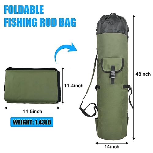 Fishing Rod Bag Pole Case, Portable Large Capacity Fishing Pole Carrier Case Oxford Waterproof Fishing Rod Organizer Travel Bag Fishing Gift for Men