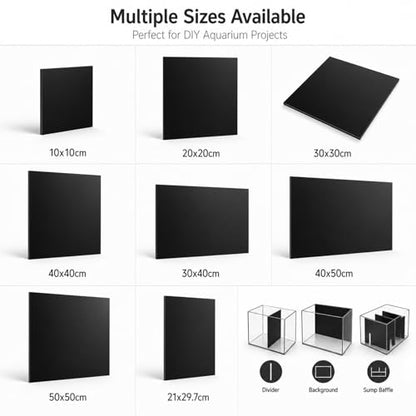 Acrylic Sheet Black Opaque Aquarium Divider Betta Isolation Aquarium Background Compatible with Pump Baffle One Side Matte One Side Glossy,Thickness 6mm,400x400mm - color: Thickness 6mm, size: 400x400mm