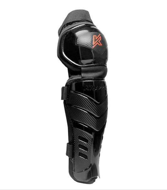 Ball Hockey Protective Gear | AK7 PRO SHIN Guards | KNAPPER | High-impact protection, secure fit, breathable comfort, flexible mobility; designed for fast-paced training & tournaments - color: Black, size: 11