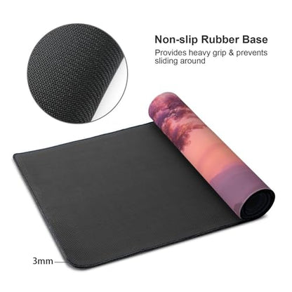 XXL Gaming Mouse Pad 35.4 x 15.7 Inch, Large Extended Desk Mousepad with Cherry Blossom Design, Water-Resistant Surface, Stitched Edges, Non-Slip Rubber Base Desk Mat - color: Cherry Blossom