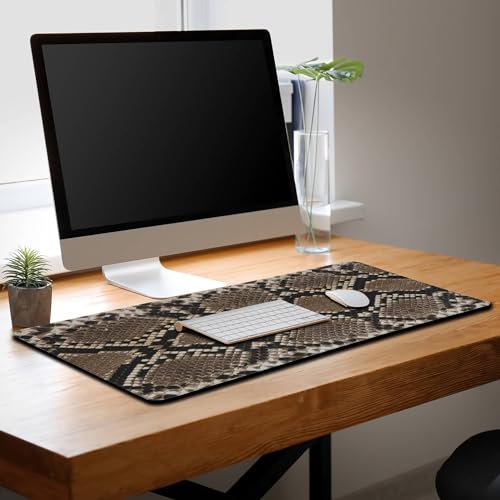 Gaming Mouse Pad Desk Accessories Kit, Keyboard Pad Big Mouse Pads, Desktop Computer Mat Non-Slip Rubber Base Waterproof with Stitched Edges, 35.4 X 15.7 inch for Work/Game/Office/Home - color: Snake Skin Texture