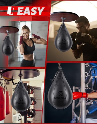 Speed Bag,Speed Bag for Boxing,PU Leather Reflex Training Pear Shaped Punching Bag,Fast Reaction Skills Development Perfect for Kids Teens Adults Boxing Coaches - color: Maya Black (10" x 7")