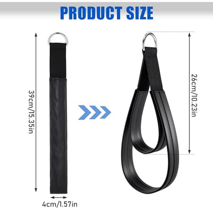TOBWOLF 2PCS Pilates Straps for Reformer, Double Loop D Ring Foot Hand - color: Glossy Black - PU Leather
