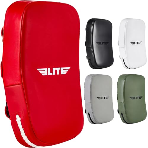 Elite Sports Pre-Curved Muay Thai Kickboxing Training Pad for Kickboxing,MMA,Taekwondo,Karate. Ideal for Punches,Knees, and Kicks in Martial Arts Training (ONE PAD ONLY) - color: Solid Red