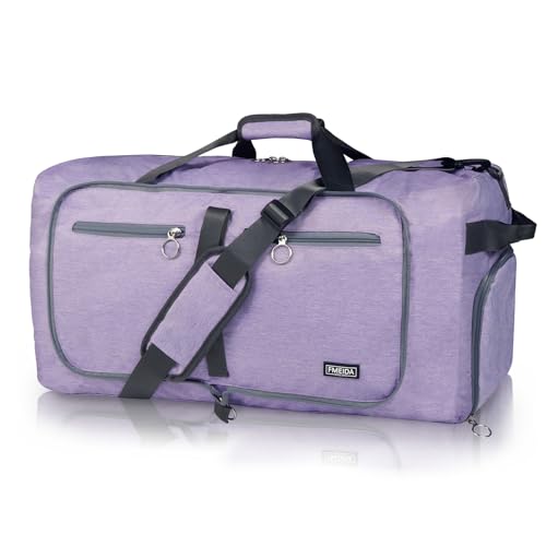 Fmeida 65L Duffle Bag Foldable Travel Duffel Bags for Men Women Travel Bag - color: Textured Purple