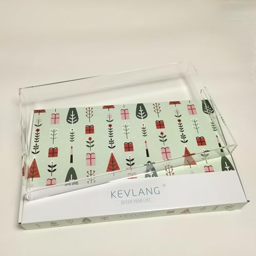 Clear Sturdy Acrylic Serving Tray with Handles-12x20Inch-Serving Coffee,Appetizer,Breakfast,Butler-Kitchen Countertop Makeup Drawer Organizer-Vanity Table Ottoman Tray-Decorative Tray