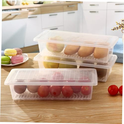 Ciieeo Plastic Refrigerator Storage Boxes 2pcs Rectangular Food Sealing Crisper for Meat Fish Produce Fresh Preservation