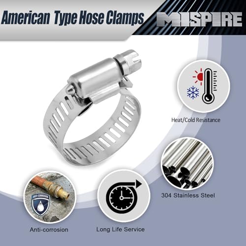 16-25mm 50PCS Adjustable Hose Clamps, (5/8" to 1") Hose Clamps Adjustable Perforated Worm Gear Clamps, SAE 8 Stainless Steel for Plumbing, Garden Hose, Fuel Line, General Household - size: Φ16-25mm