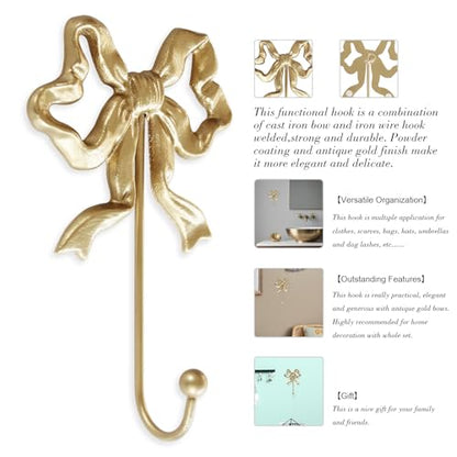Single Bow Hook,Gold Cast Iron Hook,Size(S):4.1x6.5 inches - size: Small single hook(4.1x6.5 inches)