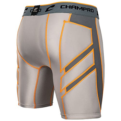Champro Mens Wind Up Compression Sliding Shorts - color: Grey, size: Small