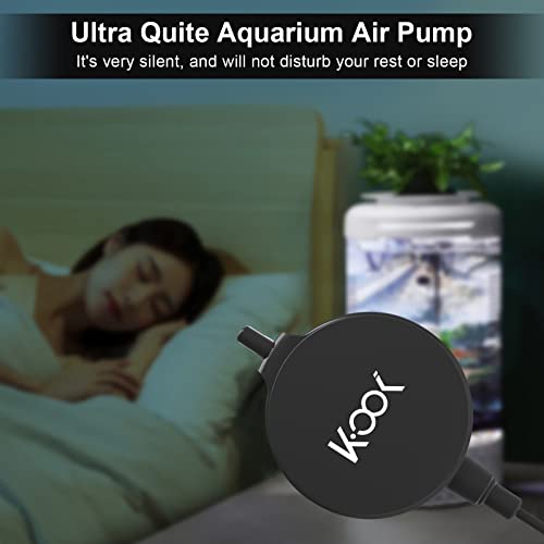 Aquarium Air Pump, 1 Watt Ultra Quiet Mini Oxygen Pump, Powerful Air Aerator Kit for Fish Tank 1-15 Gallon, Including Air Pump Accessories, Back Clip and Suction Cup - color: Black