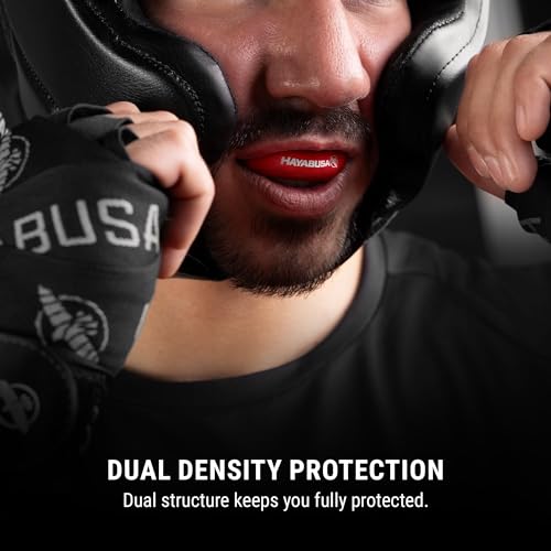 Hayabusa Combat Sports Mouth Guard Youth, Kids and Adult Sizes Comes with Case - Red/Black, Adult - color: Red/Black, size: Adult