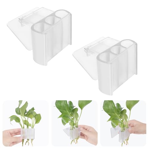 3 Holes Upgraded Aquatic Plant Cup Aquarium Plant Holder for Tank,Aquascape Accessories Decorations- White 2 Pcs - color: White 2 Pcs