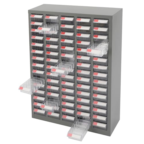 75-Drawer Parts Organizer Cabinet with 150 Detachable Dividers, 5.51Lbs/Drawer Capacity,Bolt and Nut Tool Storage Box,Includes Labels & Dust Covers for Storing Bolts,Nuts,Screws (Clear) - color: Clear